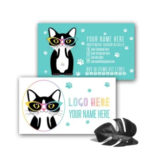 Cat with Glasses Teal Punch Business Card
