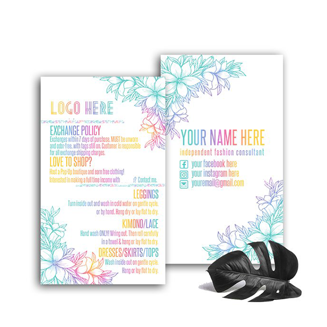 Flower Frame Rainbow Care Guide Business Card