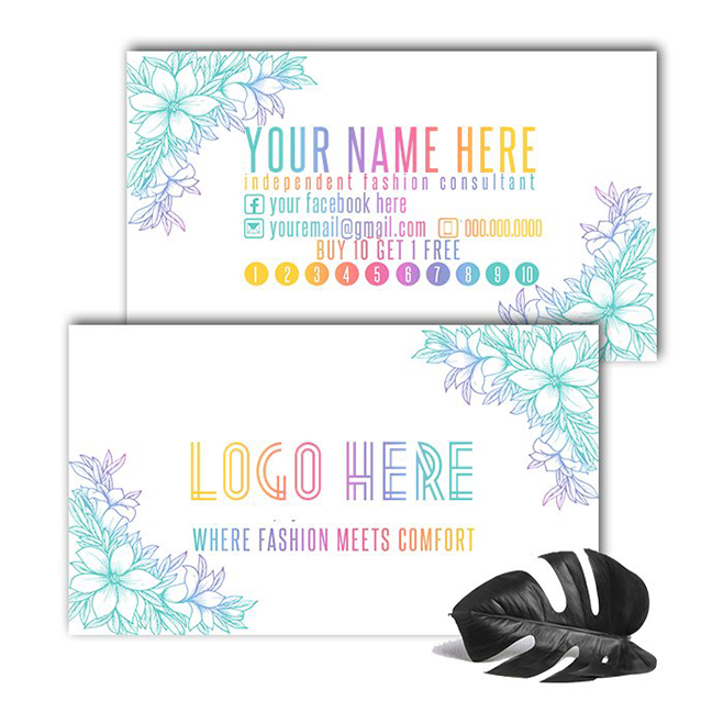 Flower Frame Rainbow Punch Business Card