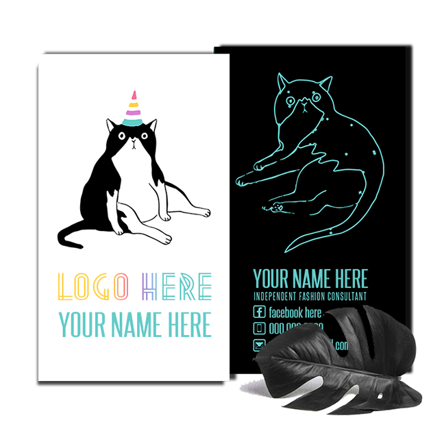 Cat Rainbow Cap Black Business Card