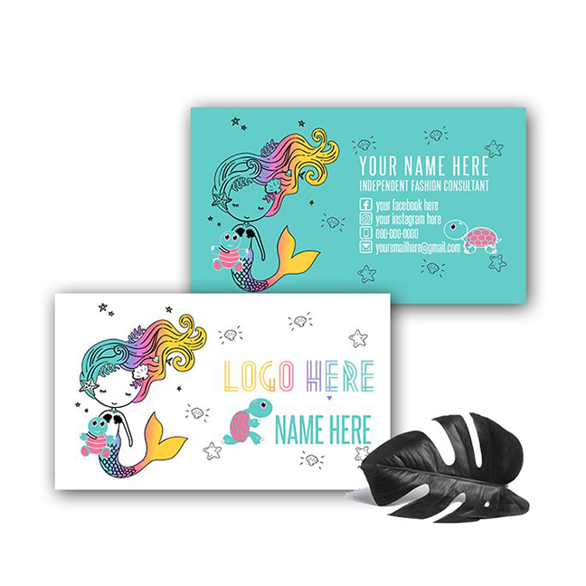 Mermaid with Turtle Teal Business Card