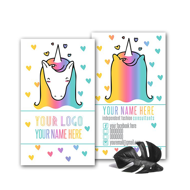 Unicorn Rainbow Vertical Business Card