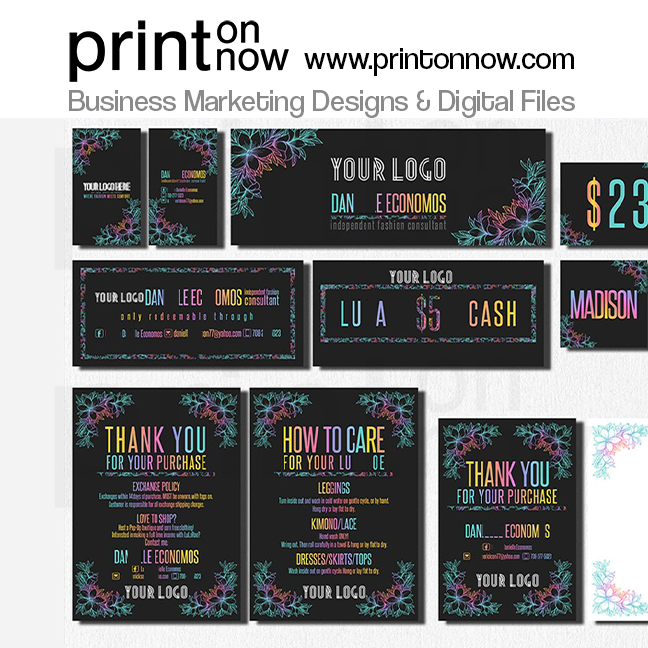 Flower Frame Black Business Marketing Bundle